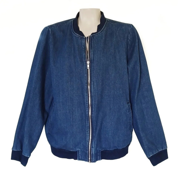 SIMPLY Be Denim Bomber Jacket Y2K 90s - Picture 1 of 5